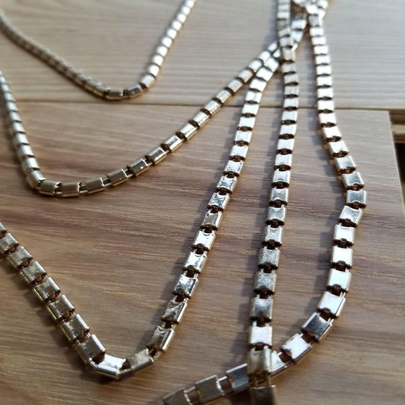 Gold Link Chain Long Layered Necklace - Picture 9 of 11